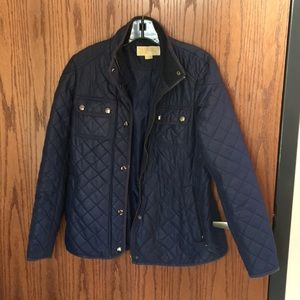 Michael Kors Navy Quilted Coat